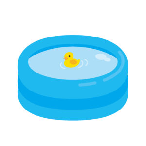Cartoon image of a rubber duck in a paddling pool