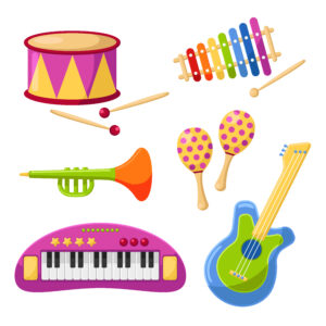 Cartoon image of kids musical instruments